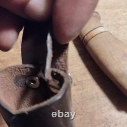 Helle Sylvsteinen Hunting Knife Stainless Clip Point Wood Handle Leather Sheath