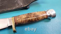 Hess Custom Knives Gladstone MI Bowie Hunter Knife + Sheath TR590