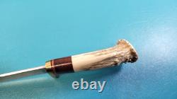 Hess Custom Knives Gladstone MI Whitetail Hunter Knife Stag + Sheath TR663