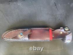 Hess Knives 2-Piece Matched Hunting Fixed Blade Set Stag Handle Sheath 1979-84