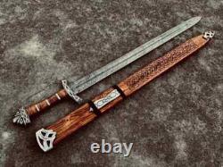 Historical Viking-Style Damascus Sword Handmade, Outdoor & Collection Use