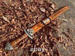 Historical Viking-Style Damascus Sword Handmade, Outdoor & Collection Use