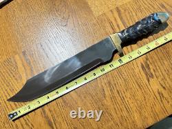 Huge 12 Blade Vintage JACOBS CUSTOM Bowie Hunting Knife