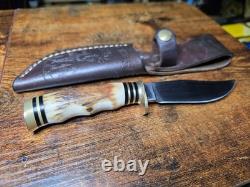 Hunter Fixed Blade Knife With Stag Handle. Custom Blade By Daniel Tokar