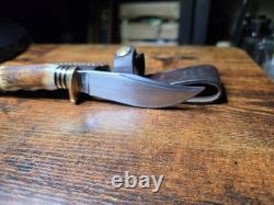 Hunter Fixed Blade Knife With Stag Handle. Custom Blade By Daniel Tokar