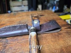 Hunter Fixed Blade Knife With Stag Handle. Custom Blade By Daniel Tokar