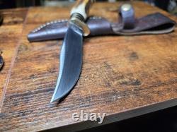 Hunter Fixed Blade Knife With Stag Handle. Custom Blade By Daniel Tokar