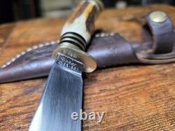 Hunter Fixed Blade Knife With Stag Handle. Custom Blade By Daniel Tokar