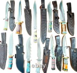 IMPACT CUTLERY WHOLESALE LOT of 10 LARGE FIXED BLADE KNIVES All With CRACK Handles