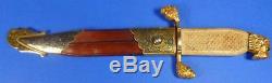 Imperial Russian Hunting Knife Gold Blade Etched Toledo Lion Poland Dagger Dirk