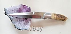J. I. COTTRILL HANDMADE SHEEPHORN GRIP DROP POINT FIGHTER Columbus OH Excel. Cond
