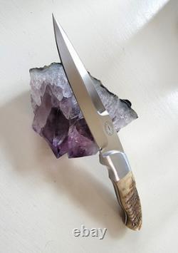 J. I. COTTRILL HANDMADE SHEEPHORN GRIP DROP POINT FIGHTER Columbus OH Excel. Cond