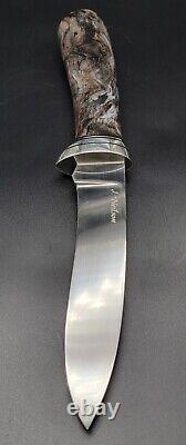 J Neilson Recurve Hunter Knife with Buckeye Burl Wood Grip, Beautiful! Rare