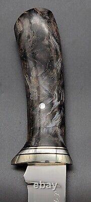 J Neilson Recurve Hunter Knife with Buckeye Burl Wood Grip, Beautiful! Rare