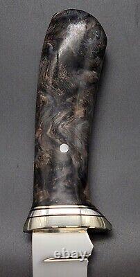 J Neilson Recurve Hunter Knife with Buckeye Burl Wood Grip, Beautiful! Rare