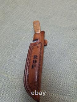 J PEMBERTON custom Forged Hunting Knife 6 Blade, Maple Handle With Sheath USA