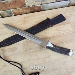JOKER CUTLERY 16 HUGE STAG KNIFE W Sheath Factory edge
