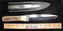 Jeff Morgan Custom Fixed Blade Hunting / Camp Knife, Sambar Stag, Vintage 1985