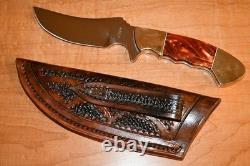 Jerry Kohls Custom FINGER GRIP SKINNER Fixed Blade Knife SS Sheath USA MADE
