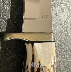Jim Ort OZ Custom Fixed Blade Hunting Knife Genuine Stag & Ironwood Sheath & Box