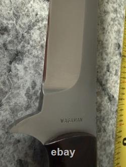John Wagaman Custom Knife with Custom Leather Case Made In USA 7 Inch Blade