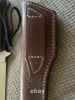 John Wagaman Custom Knife with Custom Leather Case Made In USA 7 Inch Blade