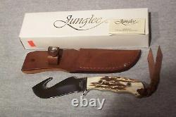 Junglee Tak Fukuta Stag Handle Large Guthook Knife Made In Seki Japan Never Used