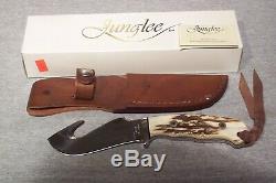 Junglee Tak Fukuta Stag Handle Large Guthook Knife Made In Seki Japan Never Used