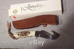 Junglee Tak Fukuta Stag Handle Large Guthook Knife Made In Seki Japan Never Used