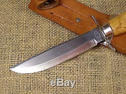 K. J. Eriksson Mora Fixed Blade Hunting Knife with Leather Sheath Sweden Vintage