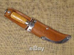 K. J. Eriksson Mora Fixed Blade Hunting Knife with Leather Sheath Sweden Vintage