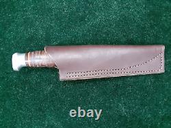 KABAR Made in USA 1205 Fixed Blade Hunting Knife NOS Stacked Leather Custom Shea