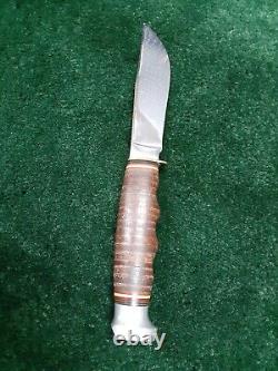 KABAR Made in USA 1205 Fixed Blade Hunting Knife NOS Stacked Leather Custom Shea