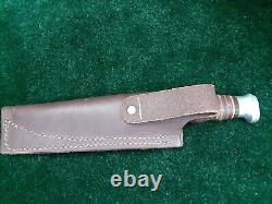 KABAR Made in USA 1205 Fixed Blade Hunting Knife NOS Stacked Leather Custom Shea