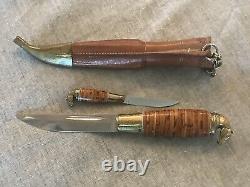KAUHAVA KNIFE DOUBLE SHEATH HORSE HEAD MADE IN FINLAND SET OF 2 KNIVES Finland
