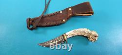 KEN RICHARDSON Custom Hunting 9.25 Crown Stag Grip Skinning Knife