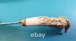 KEN RICHARDSON Custom Hunting 9.25 Crown Stag Grip Skinning Knife