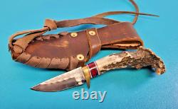 KEN RICHARDSON Custom Hunting/Mountain Man 7 Crown Stag Grip Skinning Knife