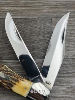 Ka-bar USA 1950-60s era genuine Stag Carbon Steel folding hunter knife Excellent
