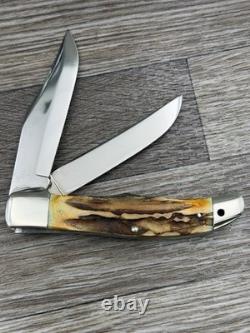 Ka-bar USA 1950-60s era genuine Stag Carbon Steel folding hunter knife Excellent