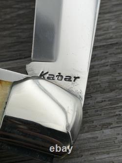 Ka-bar USA 1950-60s era genuine Stag Carbon Steel folding hunter knife Excellent