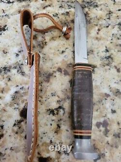 Kabar #1232 USA, fixed blade hunting knife, SS blade, brass guard, aluminum butt cap