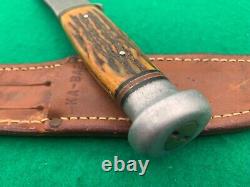 Kabar Stag Pre-war 1923 To 1945 Only, Super Rare Nice Big Knife & Sheath