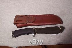 Katz Sawback Large Guthook Blade Knife & Sheath Made In Japan Used Exc Condition