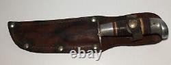 Kaybee Vintage Fixed Blade Hunting Knife Stacked Handle Leather Sheath