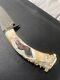 Ken Richardson Custom Handmaid Knife WithCarved Eagle Antler Handle&Leather Sheath