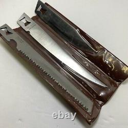 Kershaw By Kai Japan 3 Interchangeable Blades Knife Wooden Handle Leather Sheath