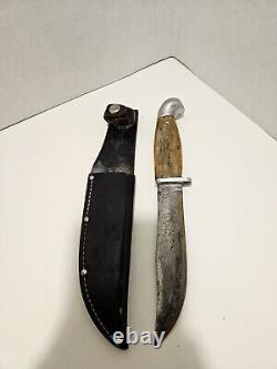 Kinfolks Flame Edge Super Hunter 568 TC Hunting Knife Stag Handle Old Vintage