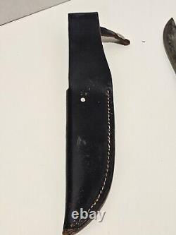 Kinfolks Flame Edge Super Hunter 568 TC Hunting Knife Stag Handle Old Vintage