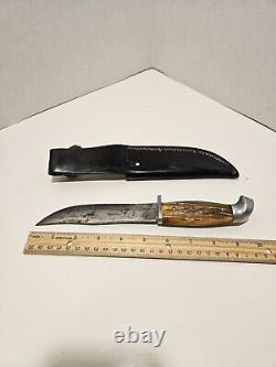 Kinfolks Flame Edge Super Hunter 568 TC Hunting Knife Stag Handle Old Vintage